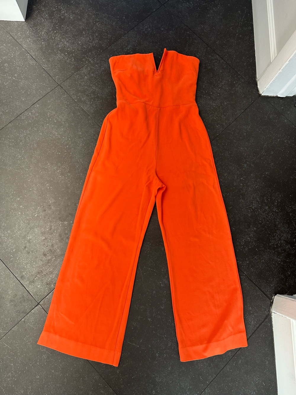 Ramy Brook Enzo Strapless Orange Wide Leg Jumpsuit Size 4